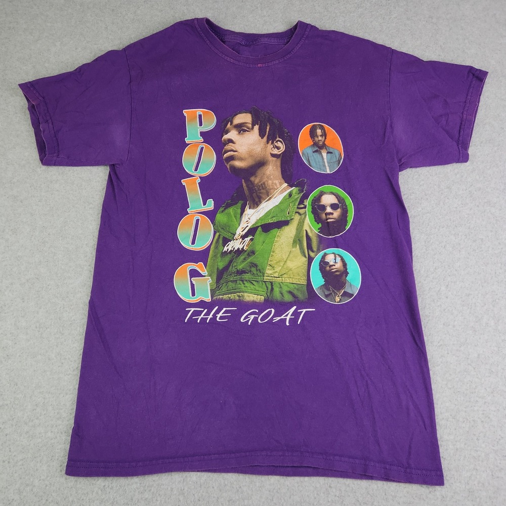 Polo G T-Shirt Men Medium Purple The Goat Graphic Print Hip Hop Rap Short Sleeve